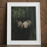 Communion - Secret Gay Orgy Art Print, 12x16’’ / 31x41cm / White Frame / 2’’ Matboard, Framed Artwork Group Shirtless Men Dark Watery Reedy
