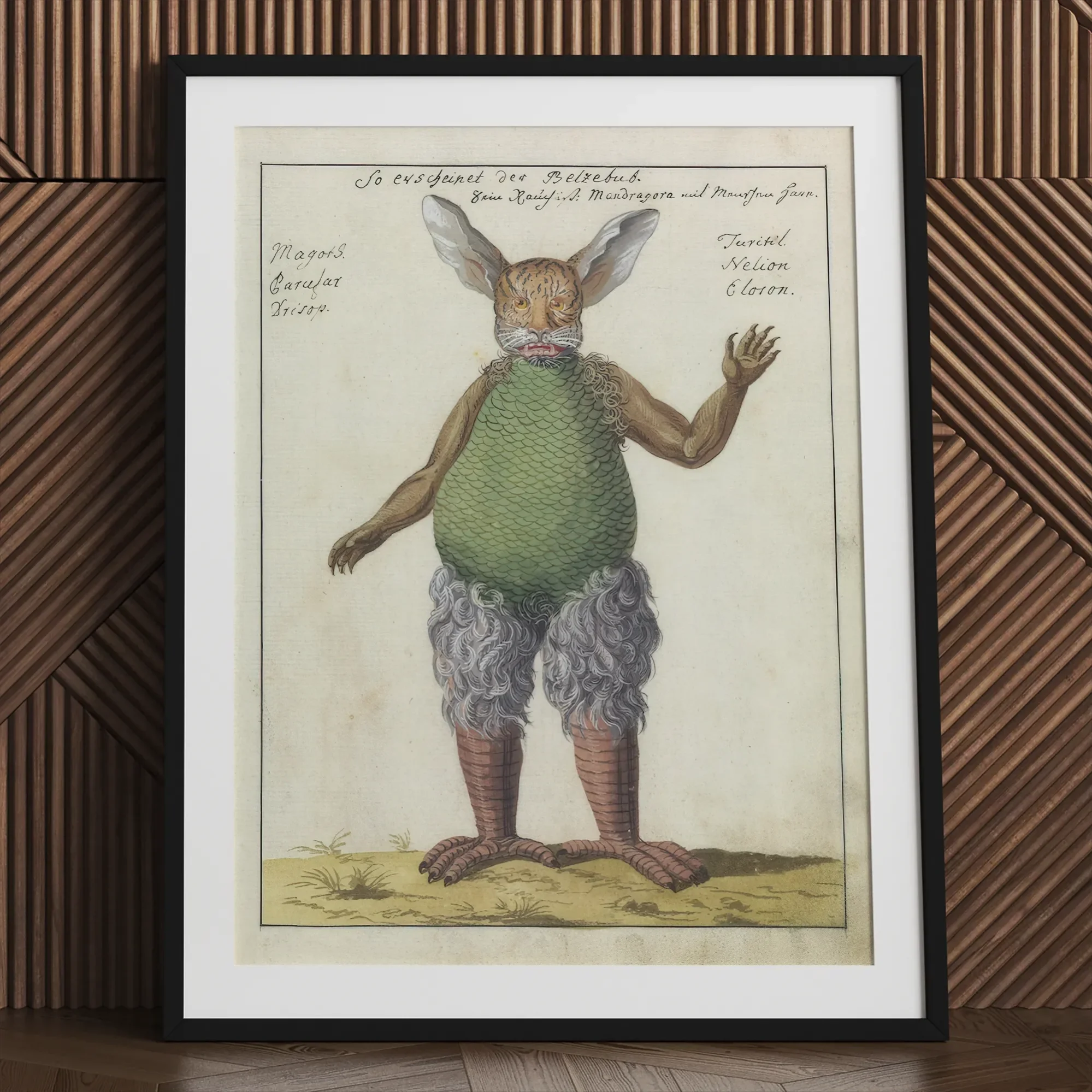 Beelzebub - Compendium of Demonology Art Print, Green Rabbit Art Print Black Frame White