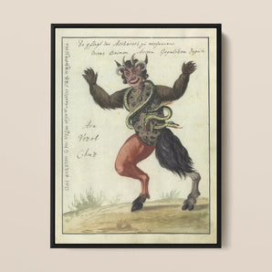 Astaroth - Compendium of Demonology Framed Canvas, Black Demon Art Print Red Pants Horns Framed