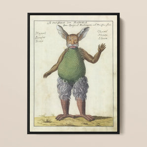 Beelzebub - Compendium of Demonology Framed Canvas, Green Rabbit Plush Toy Brown Fur Accents White