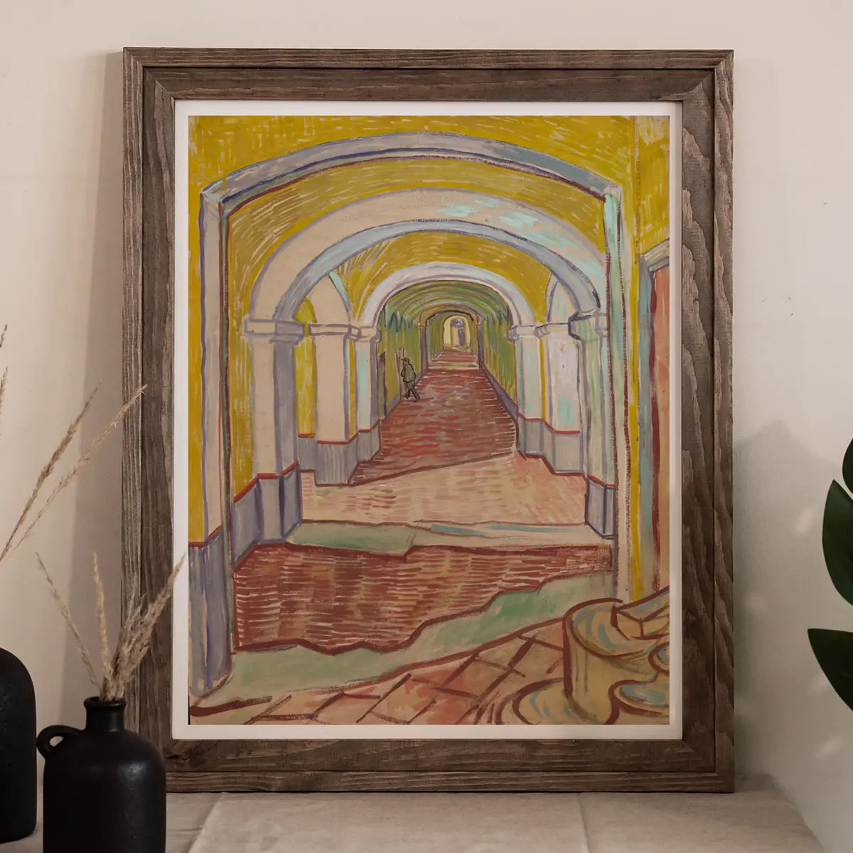 Framed Vincent van Gogh painting showcasing Van Gogh’s unique style and artistic brilliance.