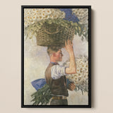 Covent Garden William Bruce Ellis Ranken Framed Canvas, Framed Painting Person Basket Daisies Head
