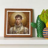 Noah - Handsome Gay Astronaut Art Print, Framed Portrait Young Person Astronaut-like Suit Halo Effect