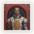 Amari - Gay Black Astronaut Art Print, Portrait Astronaut Ornate Spacesuit Decorative Gold Elements Red