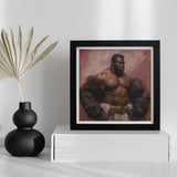 Papa Bear - Gay Muscle Daddy Art Print, Framed Portrait Muscular Boxer Gloves Stance