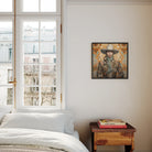 Baihu - Gay Chinese Cowboy Art Framed Canvas, Bedroom Tall Window White Bedding Framed Artwork Wall