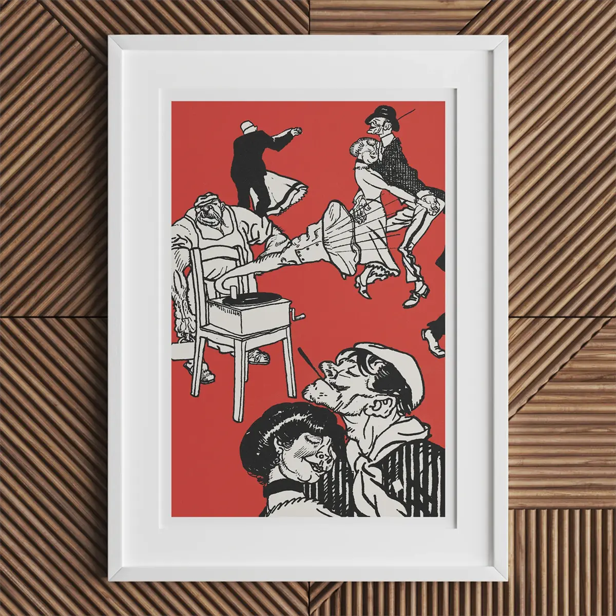 Framed satirical art print by Moriz Jung from the Wiener Werkstätte in the Austrian art scene.