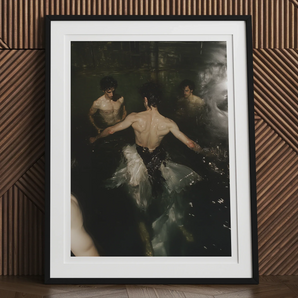 Dipping - Gay Grunge Baroque Ballet Art Print, 12x16’’ / 31x41cm / Black Frame / 2’’ Matboard, Framed Art Print