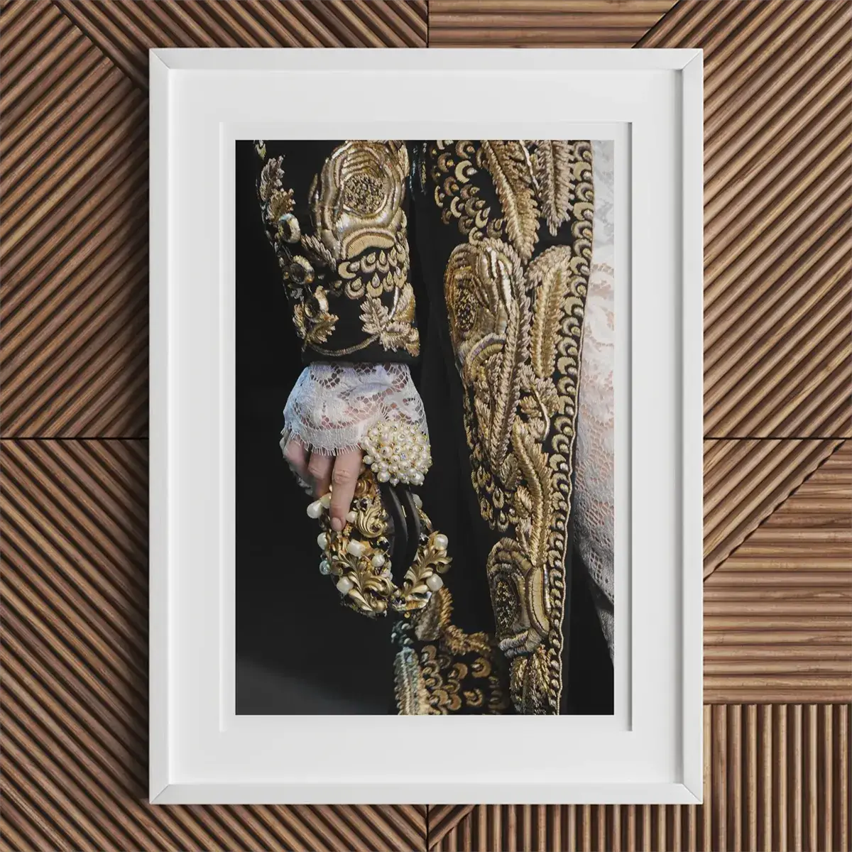 Ornate gold-embroidered garment from the Spanish Baroque era, reflecting London Baroque fashion