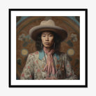 Dorjee - Tibetan Cowboy Dandy Art Print, Framed Portrait Person Hat Patterned Jacket
