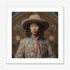 Dorjee - Tibetan Cowboy Dandy Art Print, Framed Portrait Woman Cowboy Hat