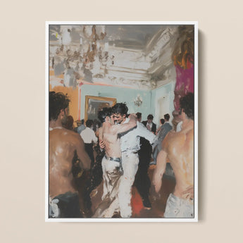 Double Trouble - Trashy Old Money Gays Framed Canvas, 12x16’’ / 31x41cm / White Floating Frame, Oil Painting White Frame Men Room