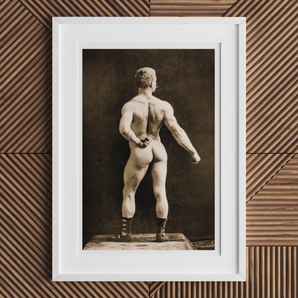 Eugen Sandow in Classical Ancient Greco-roman Pose - Napoleon Sarony Art Print, Framed Black White Photo Muscular Nude Man