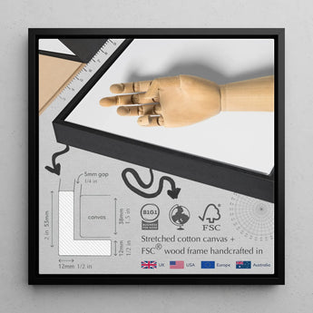Enlightenment Avant Garde Victorian Fashion Framed Canvas, Black Framed Canvas Dimensions Sustainability Information