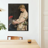 Germanic Warrior with Helmet - Osmar Schindler Framed Canvas, Framed Classical Painting Figure Fan Mounted White Wall