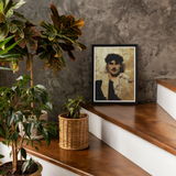 Head of a Male Model - John Singer Sargent Art Print, Framed Vintage-style Photograph Wooden Stairs Alongside Potted Plants