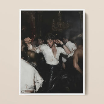 Hooked - Circuit Gay Afterparty Framed Canvas, 12x16’’ / 31x41cm / White Floating Frame, Framed Painting Man Party