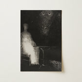 Ik bleef naar de stoel staren en meende daarop een bleke, Blauw nevelige omtrek van een menselijke figuur te zien - Odilon Redon kunstdruk 