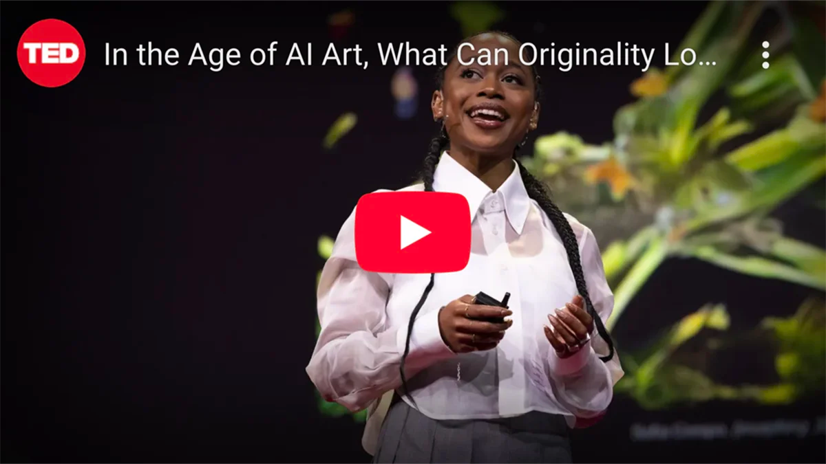 TED Talk thumbnail on AI-generated art and the impact of neural network art.