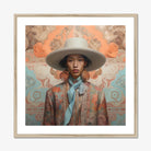 Iyaan - Gay Malay Cowboy Dandy Art Print, Framed Portrait Person Hat