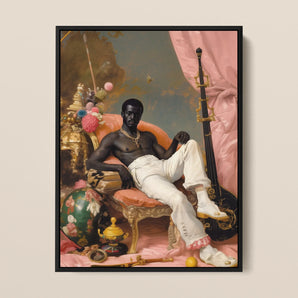 Jacques - Gay Black Sailor Dandy Framed Canvas, 12x16’’ / 31x41cm / Floating Frame, Framed Portrait Man Repose