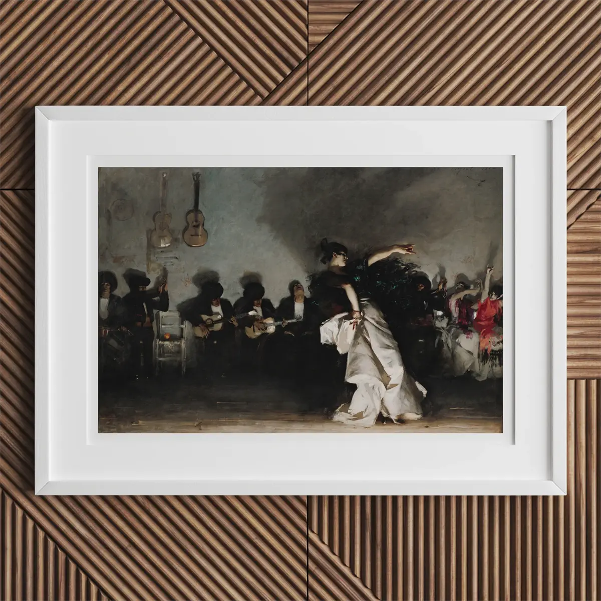 Framed flamenco dancer painting by John Singer Sargent at Boston Public Library