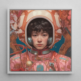 Kaito - Gay Japanese Astronaut Framed Canvas, 12x12’’ / 31x31cm / White Floating Frame, Framed Portrait Astronaut