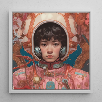 Kaito - Gay Japanese Astronaut Framed Canvas, 12x12’’ / 31x31cm / White Floating Frame, Framed Portrait Astronaut