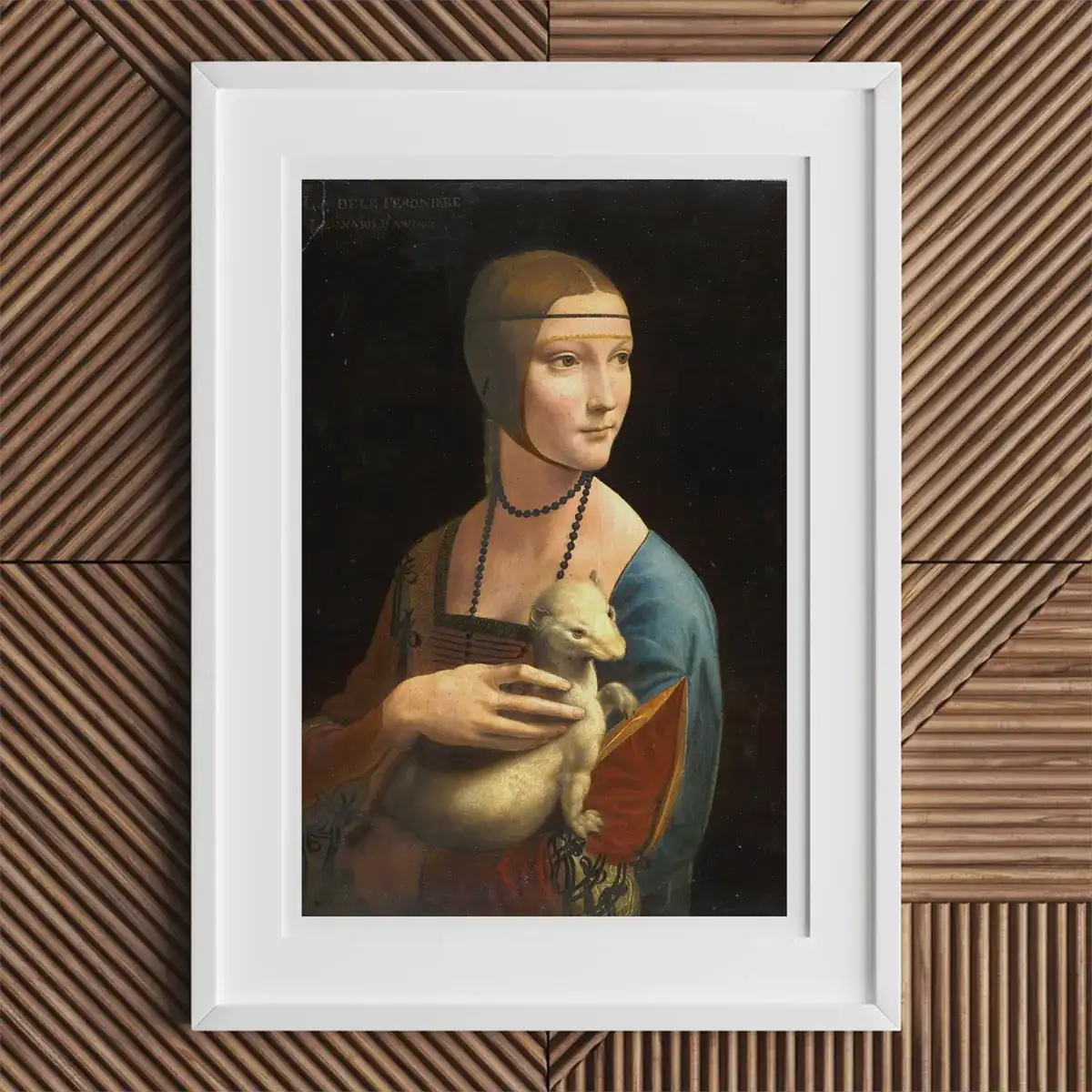 Framed portrait of a woman with an ermine, inspired by Leonardo da Vinci at Clos Lucé