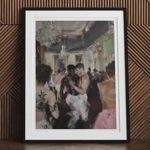 Last Dance - Luxe Vintage Gay Rave Art Print, 12x16’’ / 31x41cm / Black Frame / 2’’ Matboard, Framed Artwork Formal Dance Ballroom Scene