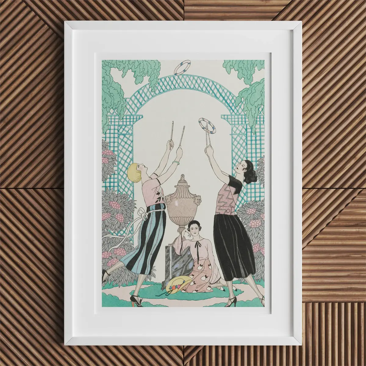 Framed Art Deco print illustrating George Barbier’s influence on the Roaring Twenties.