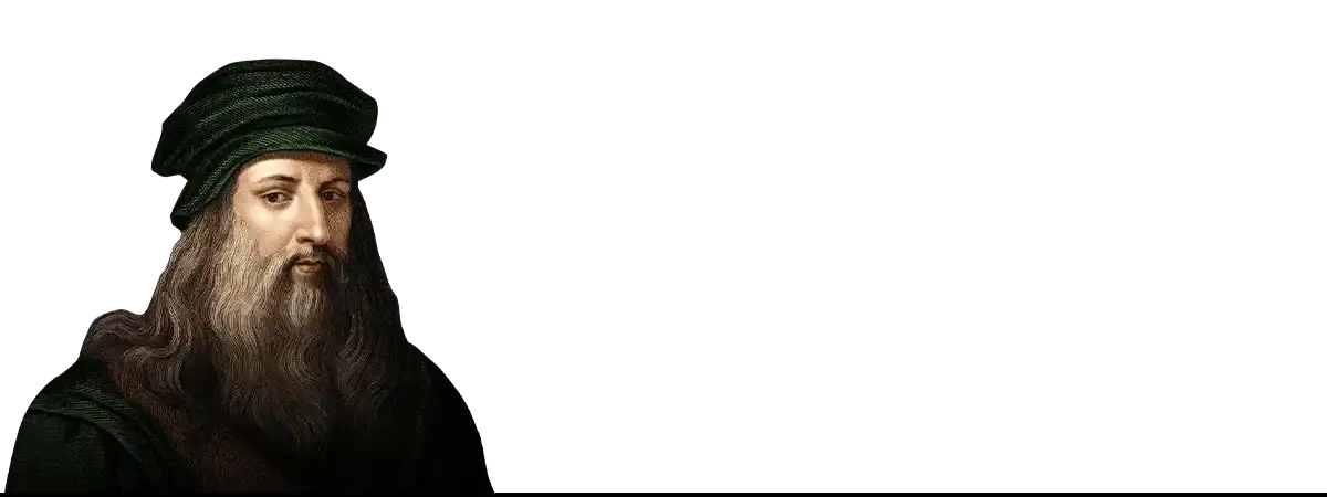 Portrait of Leonardo da Vinci, famous artist and inventor, with Mona Lisa at Clos Lucé