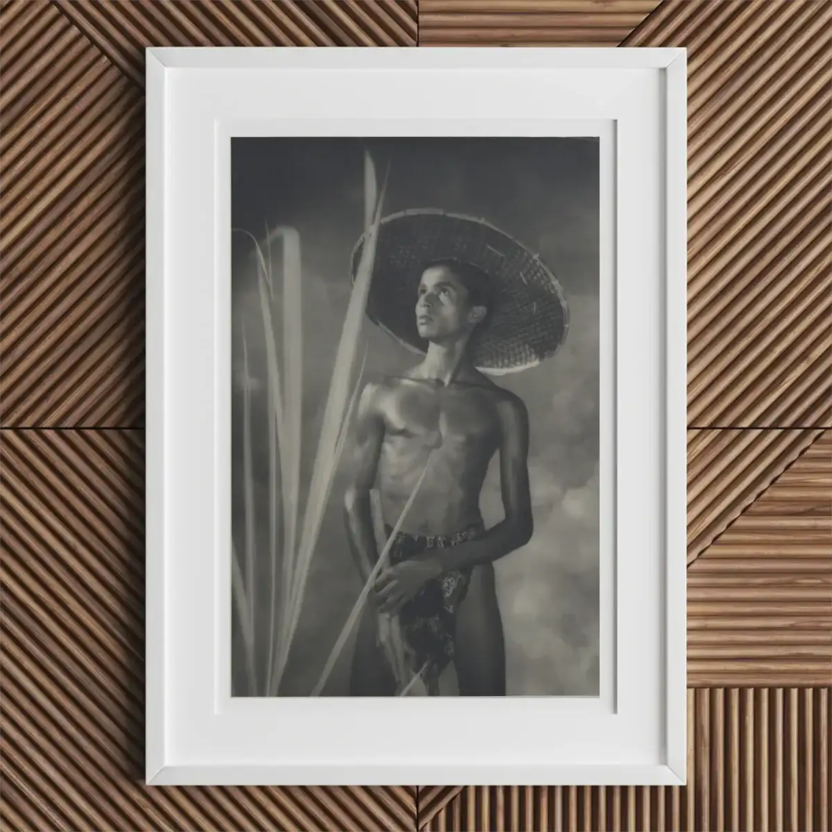 Framed black and white portrait showcasing Lionel Wendt’s work in queer Ceylon art