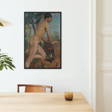 Male Nude Against Background of Orchard - Weiss Wojciech Framed Canvas