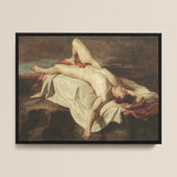 Male Nude Lying on a Shroud Rocks - William Etty Framed Canvas, Framed Classical Painting Nude Men