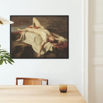 Male Nude Lying on a Shroud Rocks - William Etty Framed Canvas, Framed Classical Painting