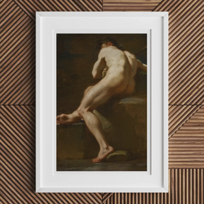 Male Nude Seen from Behind - Ubaldo Gandolfi Fine Art Print, Framed Nude Male Figure Painting