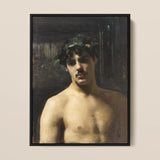 Man Wearing Laurels - John Singer Sargent Framed Canvas, Framed Portrait Shirtless Man Laurel Wreath