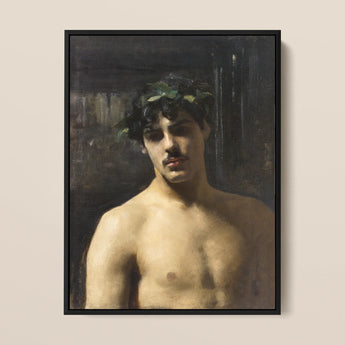 Man Wearing Laurels - John Singer Sargent Framed Canvas, Framed Portrait Shirtless Man Laurel Wreath
