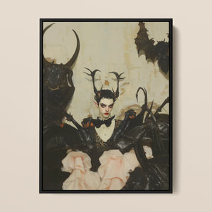 Memnoch - Gay Ancient Vampire Framed Canvas, 12x16’’ / 31x41cm / Black Floating Frame, Framed Dark Fantasy Portrait
