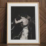 Middleman - Interracial Gay Erotica Art Print, 12x16’’ / 31x41cm / Natural Frame / 2’’ Matboard, Black White Framed Art Print Two Figures