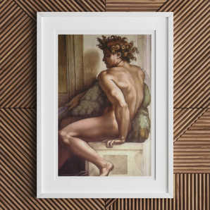 Ignudo - Michelangelo Drunkenness of Noah Art Print, Framed Renaissance Painting