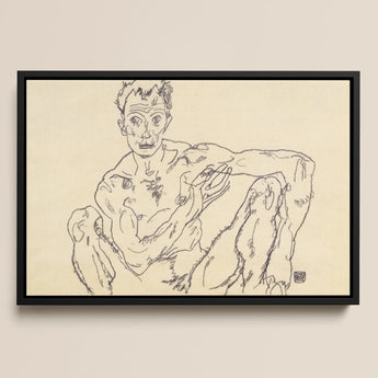 Nude Self Portrait Egon Schiele Framed Canvas, Framed Nude Male Sketch