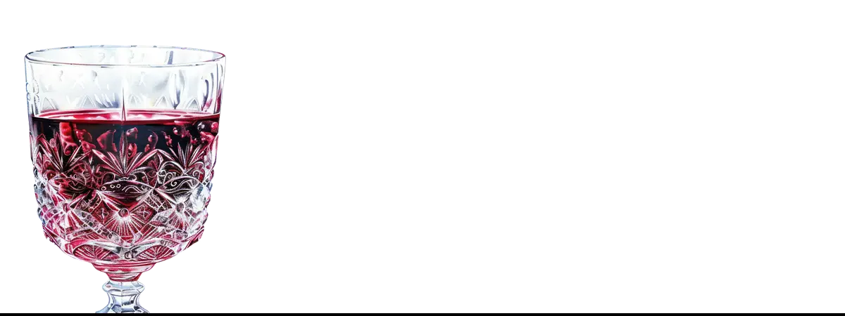 Cut crystal glass of red liquid inspired by William Etty or John Singer Sargent male nudes