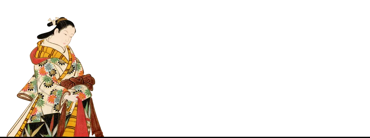 Japanese woman in ornate kimono fashion art print with 1930s lace gloves, modern rococo era