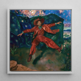 Paint the Town - Gay Country Music Star Framed Canvas, 12x12’’ / 31x31cm / White Floating Frame, Framed Oil Painting Man Red Suit