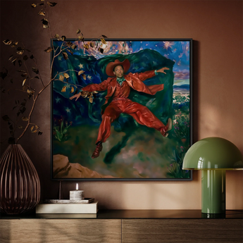 Paint the Town - Gay Country Music Star Framed Canvas, Framed Painting Man Red Suit