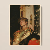 Peeking - Royal Gay Renaissance Art Framed Canvas, 12x16’’ / 31x41cm / Natural Floating Frame, Framed Painting Young Man Regal Attire