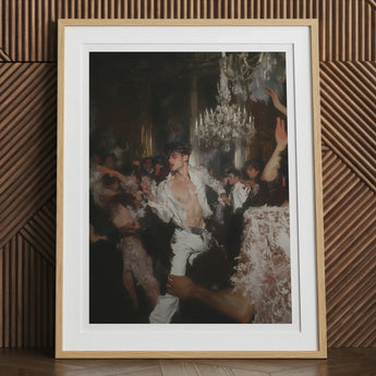 Piqued - Gay Rave Aristocracy Art Print, 12x16’’ / 31x41cm / Natural Frame / 2’’ Matboard, Framed Art Print Lively Party Scene Shirtless Man