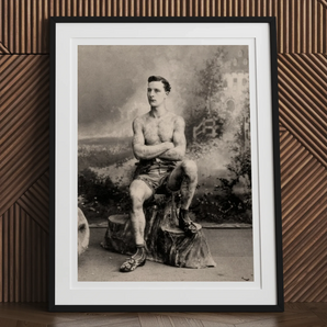 Portrait of a Tattooed Man Art Print, Framed Black White Portrait Muscular Man